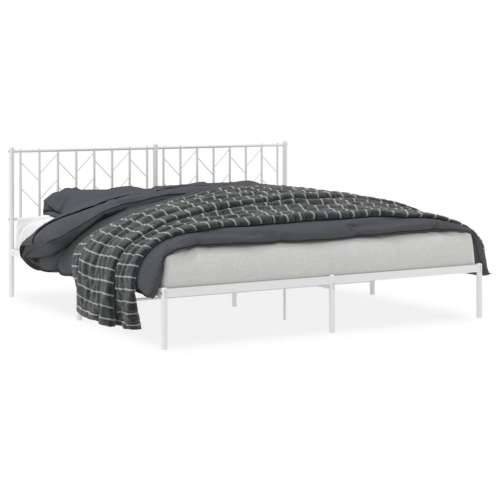 Metalni okvir za krevet s uzglavljem bijeli 193x203 cm - Bijela 193 x 203 cm s uzglavljem Cijena
