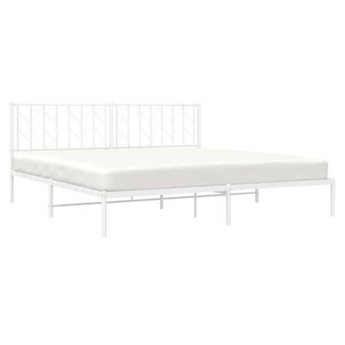 Metalni okvir za krevet s uzglavljem bijeli 193x203 cm - Bijela 193 x 203 cm s uzglavljem Cijena