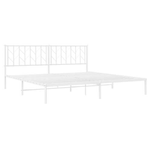 Metalni okvir za krevet s uzglavljem bijeli 193x203 cm - Bijela 193 x 203 cm s uzglavljem Cijena