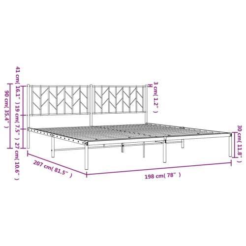 Metalni okvir za krevet s uzglavljem bijeli 193x203 cm - Bijela 193 x 203 cm s uzglavljem Cijena