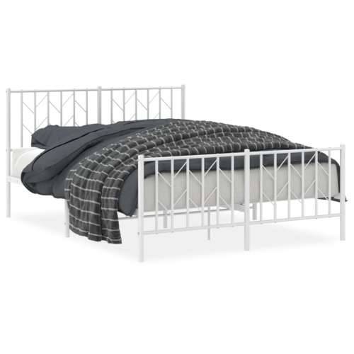 Metalni okvir kreveta uzglavlje i podnožje bijeli 135 x 190 cm - Bijela 135 x 190 cm s uzglavljem i podnožjem Cijena
