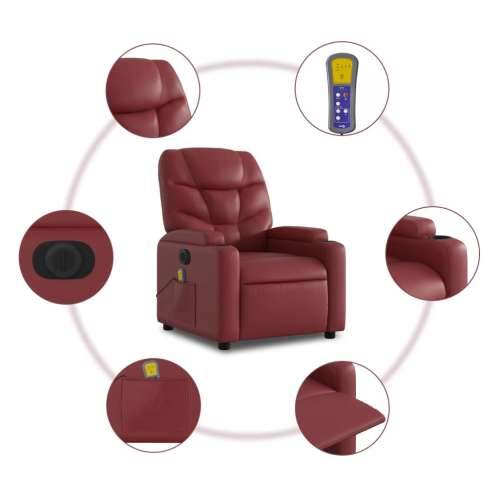 Električni Masažni naslonjač - Masažna fotelja od umjetne kože crvena boja vina - boja crnog vina 1 Električno guranje unatrag D Cijena