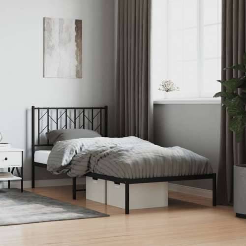Metalni okvir za krevet s uzglavljem crni 90x200 cm Crna 90 x 200 cm s uzglavljem Cijena