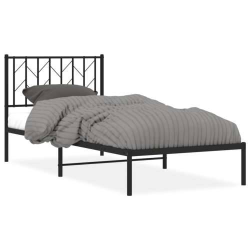 Metalni okvir za krevet s uzglavljem crni 90x200 cm Crna 90 x 200 cm s uzglavljem Cijena
