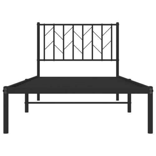 Metalni okvir za krevet s uzglavljem crni 90x200 cm Crna 90 x 200 cm s uzglavljem Cijena
