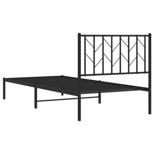 Metalni okvir za krevet s uzglavljem crni 90x200 cm Crna 90 x 200 cm s uzglavljem Cijena