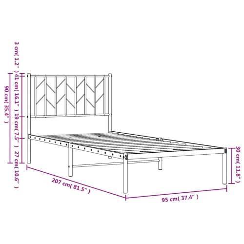 Metalni okvir za krevet s uzglavljem crni 90x200 cm Crna 90 x 200 cm s uzglavljem Cijena