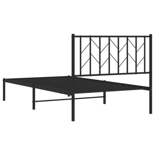Metalni okvir za krevet s uzglavljem crni 100x200 cm - Crna 100 x 200 cm s uzglavljem Cijena
