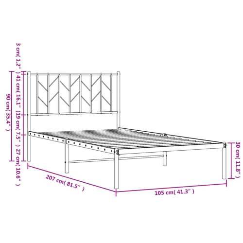 Metalni okvir za krevet s uzglavljem crni 100x200 cm - Crna 100 x 200 cm s uzglavljem Cijena