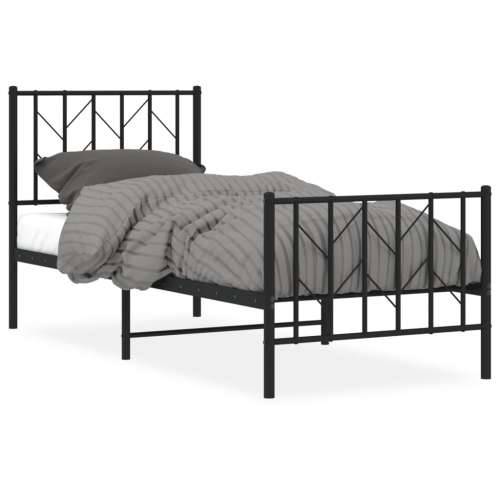 Metalni okvir kreveta uzglavlje i podnožje crni 75x190 cm - Crna 75 x 190 cm s uzglavljem i podnožjem Cijena