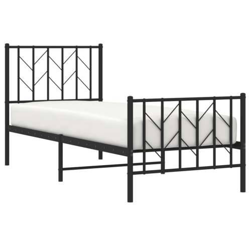 Metalni okvir kreveta uzglavlje i podnožje crni 75x190 cm - Crna 75 x 190 cm s uzglavljem i podnožjem Cijena