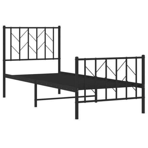 Metalni okvir kreveta uzglavlje i podnožje crni 75x190 cm - Crna 75 x 190 cm s uzglavljem i podnožjem Cijena