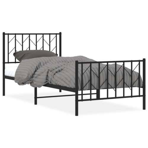 Metalni okvir kreveta uzglavlje i podnožje crni 90x190 cm - Crna 90 x 190 cm s uzglavljem i podnožjem Cijena