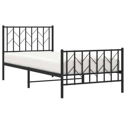 Metalni okvir kreveta uzglavlje i podnožje crni 90x190 cm - Crna 90 x 190 cm s uzglavljem i podnožjem Cijena