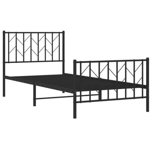 Metalni okvir kreveta uzglavlje i podnožje crni 90x190 cm - Crna 90 x 190 cm s uzglavljem i podnožjem Cijena