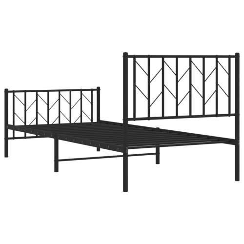 Metalni okvir kreveta uzglavlje i podnožje crni 90x190 cm - Crna 90 x 190 cm s uzglavljem i podnožjem Cijena