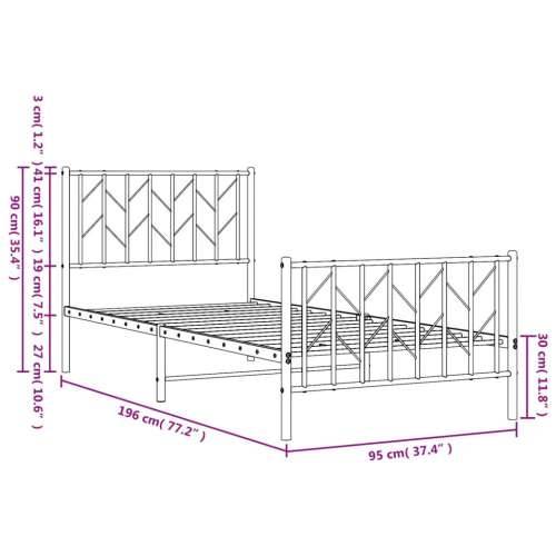 Metalni okvir kreveta uzglavlje i podnožje crni 90x190 cm - Crna 90 x 190 cm s uzglavljem i podnožjem Cijena