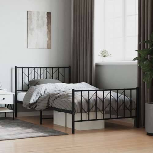 Metalni okvir kreveta uzglavlje i podnožje crni 107x203 cm - Crna 107 x 203 cm s uzglavljem i podnožjem Cijena