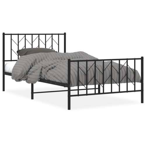 Metalni okvir kreveta uzglavlje i podnožje crni 107x203 cm - Crna 107 x 203 cm s uzglavljem i podnožjem Cijena