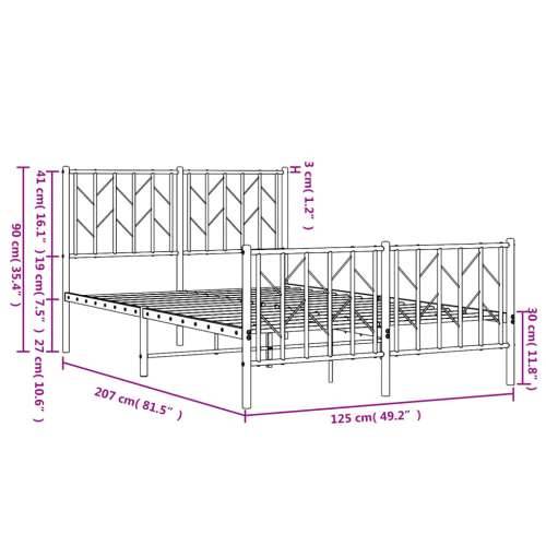 Metalni okvir kreveta uzglavlje i podnožje crni 120x200 cm Crna 120 x 200 cm s uzglavljem i podnožjem Cijena