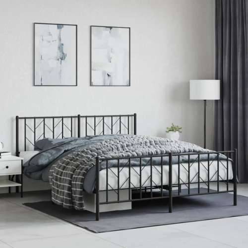 Metalni okvir kreveta uzglavlje i podnožje crni 160x200 cm - Crna 160 x 200 cm s uzglavljem i podnožjem Cijena