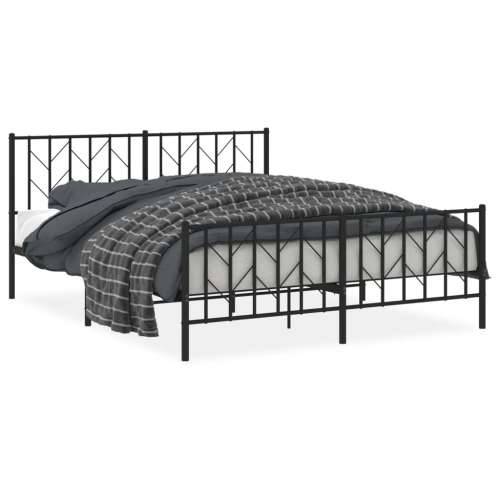 Metalni okvir kreveta uzglavlje i podnožje crni 160x200 cm - Crna 160 x 200 cm s uzglavljem i podnožjem Cijena