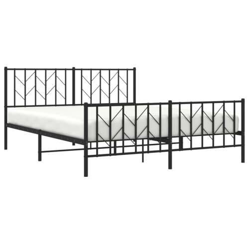 Metalni okvir kreveta uzglavlje i podnožje crni 160x200 cm - Crna 160 x 200 cm s uzglavljem i podnožjem Cijena