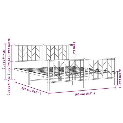 Metalni okvir kreveta uzglavlje i podnožje crni 160x200 cm - Crna 160 x 200 cm s uzglavljem i podnožjem Cijena