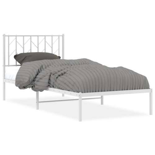 Metalni okvir za krevet s uzglavljem bijeli 90x200 cm - Bijela 90 x 200 cm s uzglavljem Cijena