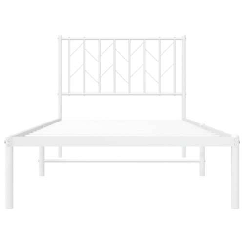 Metalni okvir za krevet s uzglavljem bijeli 90x200 cm - Bijela 90 x 200 cm s uzglavljem Cijena