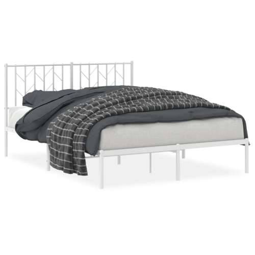 Metalni okvir za krevet s uzglavljem bijeli 135x190 cm - Bijela 135 x 190 cm s uzglavljem Cijena