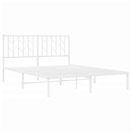 Metalni okvir za krevet s uzglavljem bijeli 135x190 cm - Bijela 135 x 190 cm s uzglavljem Cijena