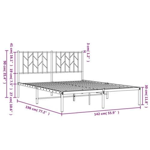 Metalni okvir za krevet s uzglavljem bijeli 135x190 cm - Bijela 135 x 190 cm s uzglavljem Cijena