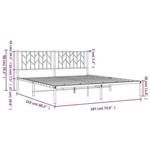 Metalni okvir za krevet s uzglavljem bijeli 183x213 cm Bijela 183 x 213 cm s uzglavljem Cijena