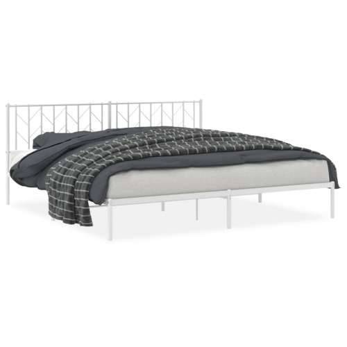 Metalni okvir za krevet s uzglavljem bijeli 200x200 cm - Bijela 200 x 200 cm s uzglavljem Cijena