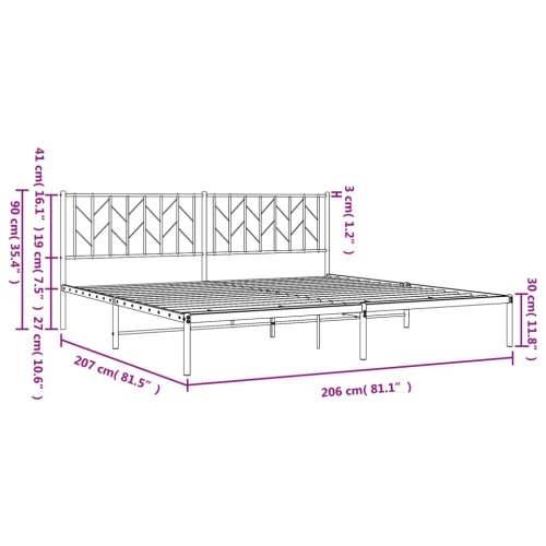 Metalni okvir za krevet s uzglavljem bijeli 200x200 cm - Bijela 200 x 200 cm s uzglavljem Cijena
