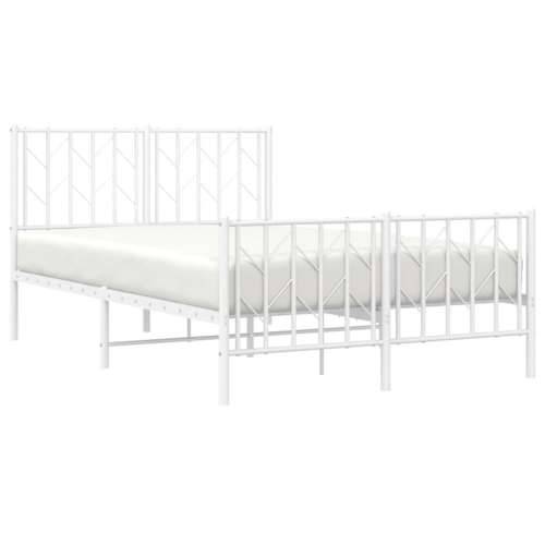 Metalni okvir kreveta uzglavlje i podnožje bijeli 120x200 cm - Bijela 120 x 200 cm s uzglavljem i podnožjem Cijena