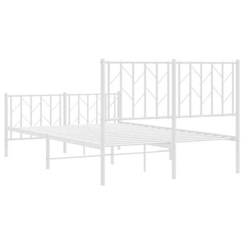 Metalni okvir kreveta uzglavlje i podnožje bijeli 120x200 cm - Bijela 120 x 200 cm s uzglavljem i podnožjem Cijena
