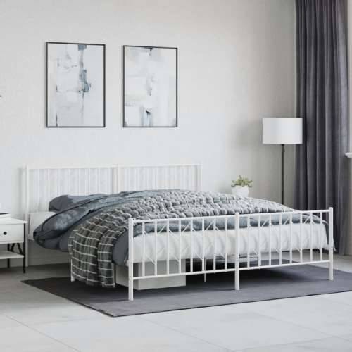 Metalni okvir kreveta uzglavlje i podnožje bijeli 183x213 cm - Bijela 183 x 213 cm s uzglavljem i podnožjem Cijena