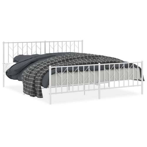 Metalni okvir kreveta uzglavlje i podnožje bijeli 183x213 cm - Bijela 183 x 213 cm s uzglavljem i podnožjem Cijena