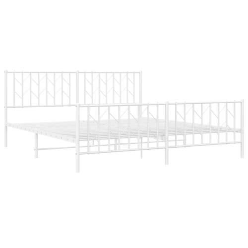Metalni okvir kreveta uzglavlje i podnožje bijeli 183x213 cm - Bijela 183 x 213 cm s uzglavljem i podnožjem Cijena