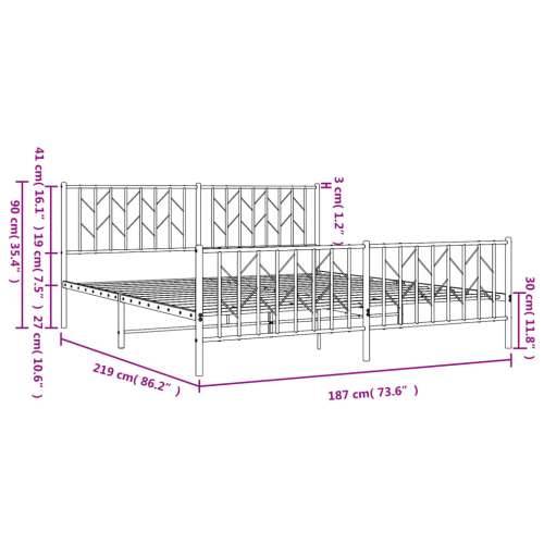 Metalni okvir kreveta uzglavlje i podnožje bijeli 183x213 cm - Bijela 183 x 213 cm s uzglavljem i podnožjem Cijena