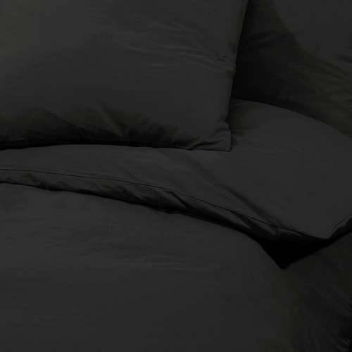 Set posteljine za poplun crni 260 x 220 cm pamučni - Crna 260 x 220 cm + 50 x 75 cm 1 Cijena