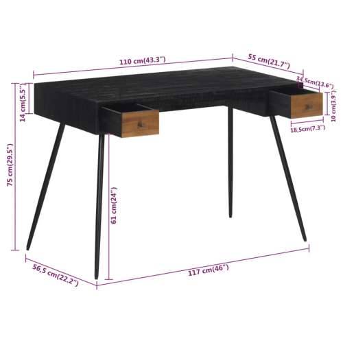 Radni stol 117 x 56,5 x 75 cm od masivne obnovljene tikovine Cijena