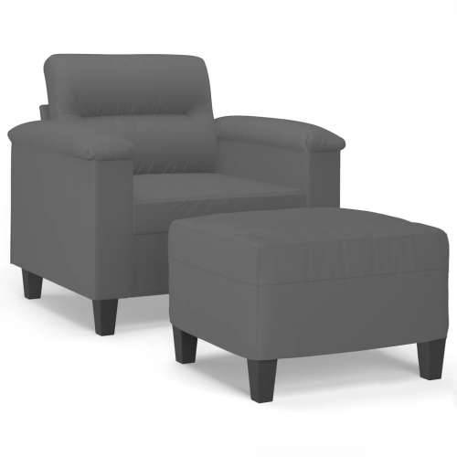 Fotelja s tabureom tamnosiva 60 cm od mikrovlakna - Tamno siva Cijena