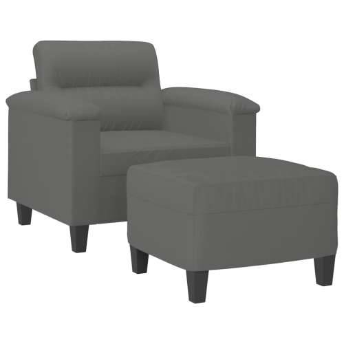 Fotelja s tabureom tamnosiva 60 cm od mikrovlakna - Tamno siva Cijena