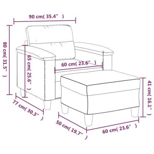 Fotelja s tabureom tamnosiva 60 cm od mikrovlakna - Tamno siva Cijena
