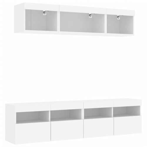 5-dijelni zidni TV elementi s LED bijeli od konstruiranog drva - Bijela 1 Cijena