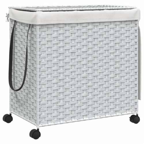 Košara za rublje s kotačima bijela 60 x 35 x 60,5 cm od ratana - Bijela 1 Cijena