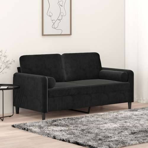 Dvosjed s ukrasnim jastucima crni 140 cm baršunasti - Crna 140 cm Cijena